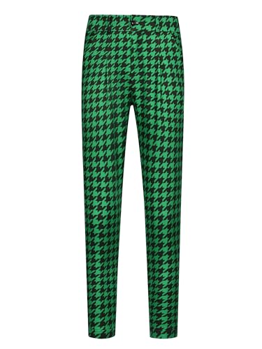 Lars Amadeus Houndstooth Pants for Men's Slim Fit Plaid Cropped Dress Pants