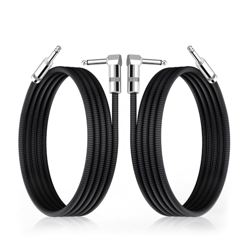 Image of Short Guitar Cable 6.6ft, 2-Pack, TS 1 /4 Quarter Inch Cords Braided