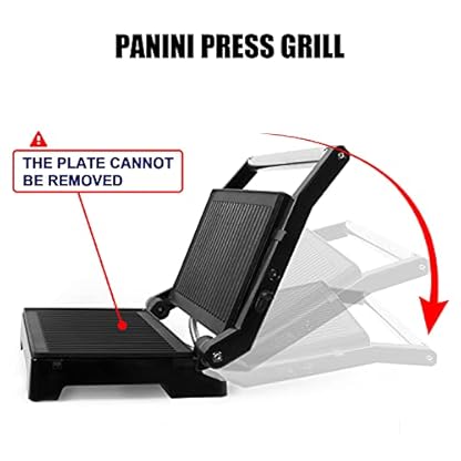 Gotoll Kontaktgrill Tischgrill, Panini & Sandwich Maker, doppelte Grillplatten, geöffnete 180° Kontakt-Grill, 1000 W, antihaftbeschichtet, isolierte Handgriffe, Edelstahlgehäuse – Bild 4