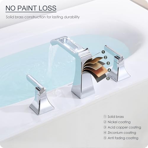 Robinet de salle de bain chrome cascade luxe 3 trous