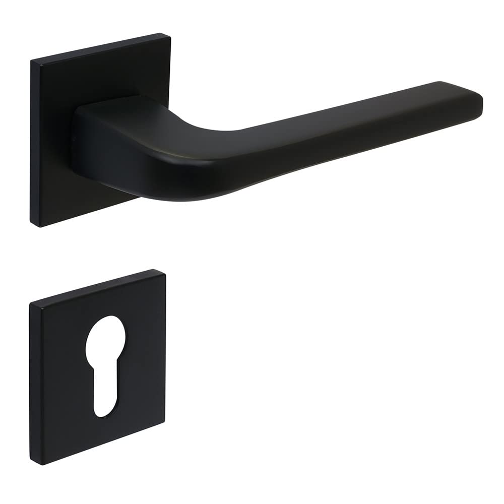 Juego de pomos modernos FELGNER negro mate para cilindro de perfil y puertas de alta calidad