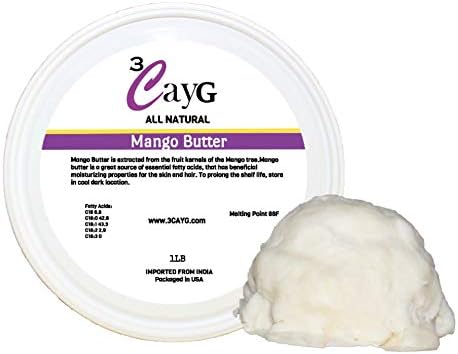 3CayG Mango Butter All Natural 1LB Bulk Whipped Body Butter Lotion Soap Making Wild Naturally Refined Ingredient