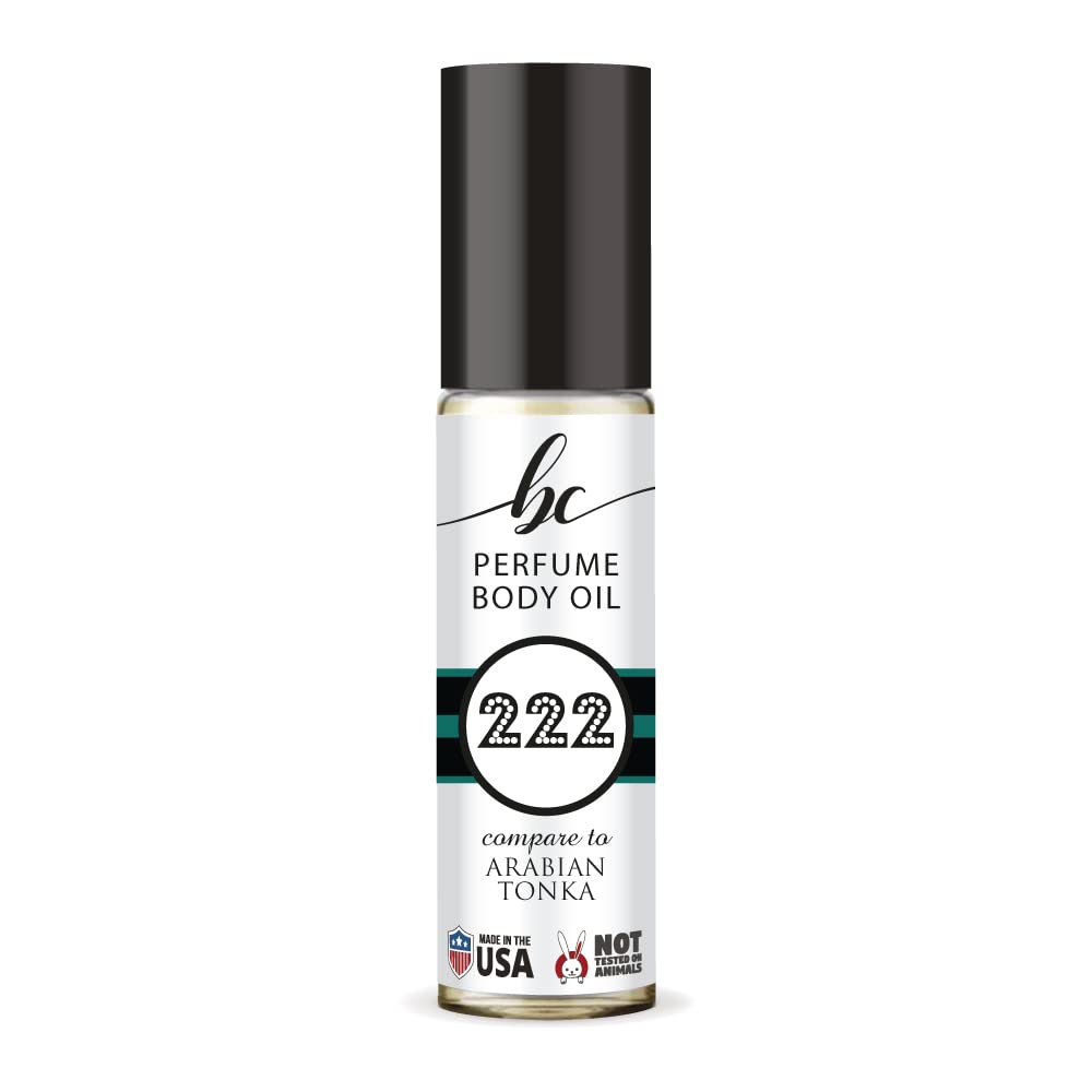 BC Perfume 222 Inspired by Arabian Tonka For Women & Men Fragrance Body Oil Alcohol-Free Sample Travel Size Concentrated Long Lasting Roll-On 0.3 Fl Oz/10ml