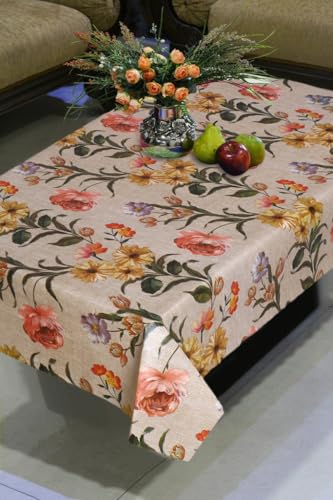 Image of Dakshya Industirs PVC Waterproof Table Cover 36x54 Inch Floral Printed Center Table Cover Washable Plastic Table Sheet Oilproof Dining Table Cover for Coffee Table Living Room Home (Printed Vine)