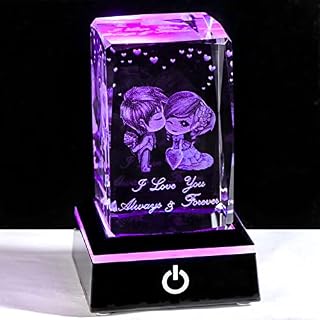 3D I Love You Gifts Crystal Engraved Love Girl and Boy Anniversary for Women Girlfriend Glass Keepsake Paperweight Ornaments