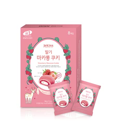[8PCS/BOX] Sound of Seoul with Jeju Ingredients, Premium Korean Jeju Snack, Individually Packaged Popular Korean Brand (Strawberry Macaroon Cookie)