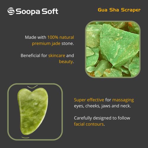 image for Soopa Facial Massage Kit Natural Stone Green Jade Roller and Gua Sha w