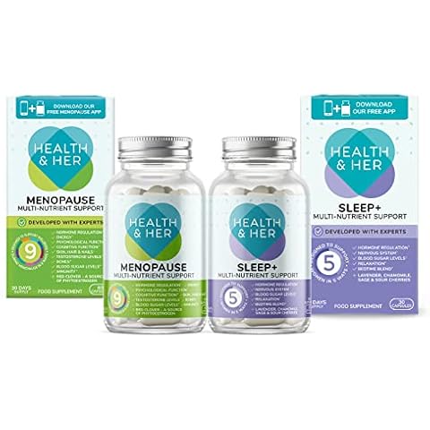 Health & Her Menopause Multi-Nutrient Support for Women - Day & Night Bundle - Helps Support Wellbeing During Menopause - Vegan - 1 Month Supply (Bundle) Cover