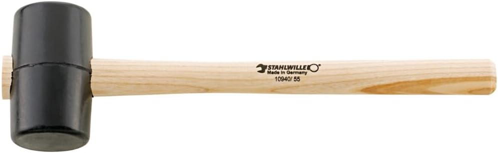 STAHLWILLE 70140002 Rubber Composition Hammer with Durable Two Plane Faces, Firm Grip, Heavy Duty & Lightweight Mallet for Camping, Woodworking, Tile Setting, d.65 mm, 527 g