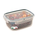 Snips Veggie SnipsLock - Contenitori per Alimenti Rettangolare, Contenitore per Cibi 1,8L, Cestello Rimovibile, 4 Chiusure di Sicurezza e Guarnizione Salva Freschezza 22.5x17.7x9 Azzurro Made in Italy