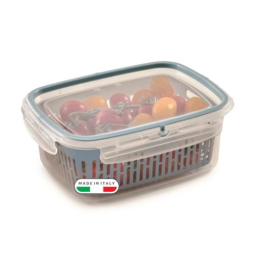 Snips Veggie SnipsLock 1,8 L – Boîte Alimentaire Rectangulaire pour Réfrigérateur avec Grille Amovible, 4 Fermetures de Sécurité et Joint de Fraîcheur,...