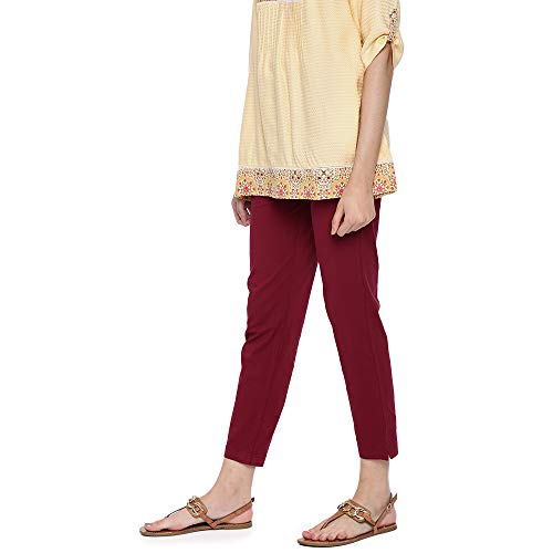 Image of GO COLORS Cotton Stretch Kurti Pants Full Length for Women | Breathable, Mid Rise, Tall