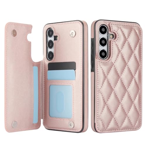 Étui portefeuille en cuir de qualité Samsung A54 5G finition or rose