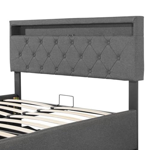 Polsterbett, 140 X 200 cm, Beleuchtung, 2,4-Ghz-Fernbedienung (Inkl. Akku) Bettgestell Bed Frame Bett Gestell Schlafzimmer Set Jugendbetten Bettrahmen – Bild 8