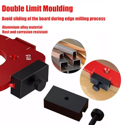 Image of 2-Piece 4-in-1 Rounded Corner Router Template, Aluminium Alloy Edge Guide Radius Template, Complete with 4 milling Cutters, for Woodworking Applications Rounded Corner arc Cutting and DIY Project