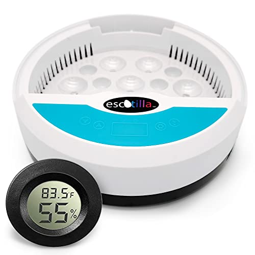 Egg Incubator with Battery Operated Hygrometer Included, Egg Hatching Incubator with Heat Preservation and Water Retention, Temperature Control Function, 9 LED Luminous Egg Candle Tester