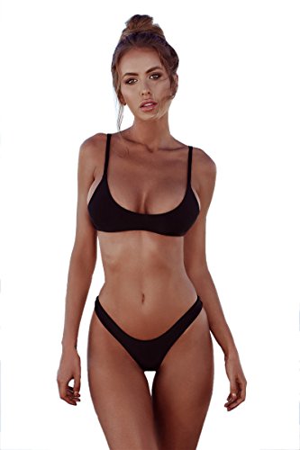 heekpek Bikinis Mujer 2019 Brasileños Bañador Ropa de Dos Piezas Push up con Relleno Traje de Baño de Tubo Color Liso