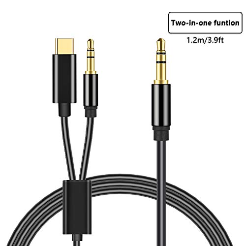 Mxcudu 2 in 1 USB C to 3.5mm Aux Audio Cable, USB Type
