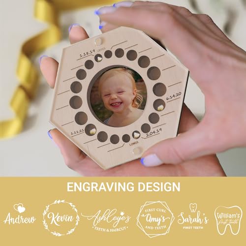 Image of Personalized Baby Teeth Keepsake Box - Custom Wooden Tooth Storage Girl Boy - Baby First Haircut Souvenir - Holder Organizer