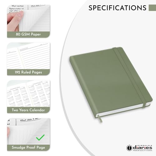 Image of Jhingalala Diaries - Hardbound Leather Cover Pocket Size Corporate Executive Diary Notebook I Pocket Diary For Men and Women I A6 Size I 80gsm Paper I 192 Ruled Pages (Forest Green)