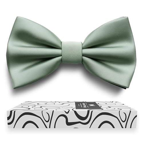 Image of Adam Young Men's Bow Ties Pre-Tied Style Formal Satin Classic Bowtie for Tuxedo Faux Silk