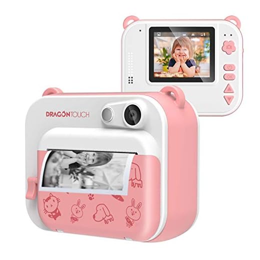 Dragon Touch InstantFun Instant Print Camera for Kids, Zero Ink Toy Camera with Print Paper, Cartoon Sticker, Color Pencils, Portable Digital Creative Print Camera for Boys and Girls - Pink
