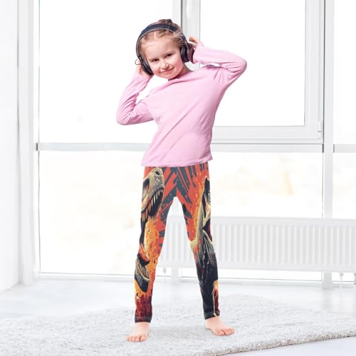 Toddler Girls Leggings Printed Yoga Pants Leggings T-rex Vector Style Portrait for Kids4