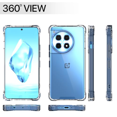 Image of Outlouders Back Cover for OnePlus 12R 5G Clear Transparent PC + TPU Bumper Case with Raised Edges for Shockproof Protection (Transparent)