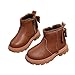 Girls Ankle Boots Cozy Flat Low Heel Side Zipper Leather Riding Boots with Bow Winter Fashion Shoes