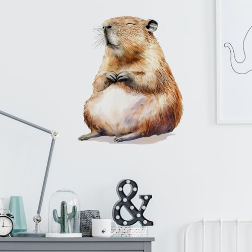 Vinilo decorativo de pared capibara, removible e impermeable miniatura 3