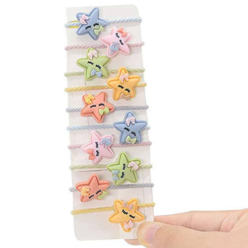 LYDZTION Girls Hair Accessories Hair Ties for Girls,10PCS Cartoon Elastic Hair Band Colorful Hair Accessories,Star