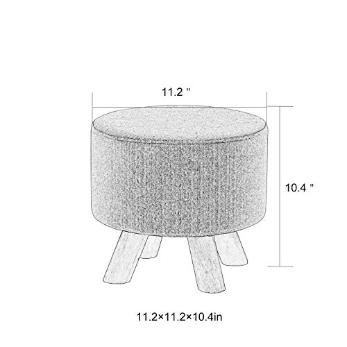 Edeco Modern Round Ottoman Foot Rest Stool/Seat With Linen Fabric And Non-Skid Wooden Legs (Blue) #TOP4
