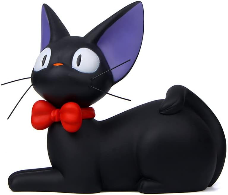 Cute Cat Coin Money Bank, Cartoon Anime Black Kiki Cat Figure Shatterproof Piggy Bank Money Coin Bank for Boys Girls Christmas Birthday Gift Desktop Decor Saving Pot Decoration (Lying)