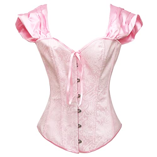 Bustier chic bslingerie rose aux finitions soignées et manches volumineuses