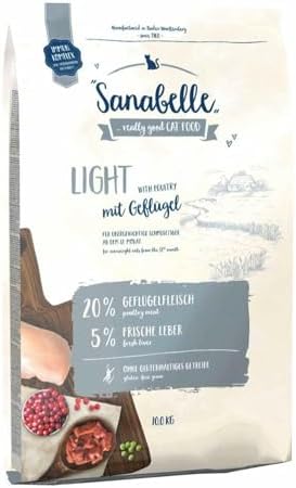 SanaBelle Light | Katzentrockenfutter mit vermindertem Energiergehalt für übergewichtige Katzen | 1 x 10 kg
