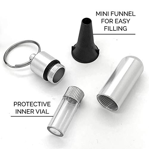 4 Silver Cremation Funeral Keepsake Memorial Vial Urn Key Chains Includes Photo Memorial Necklace and Resizing Software