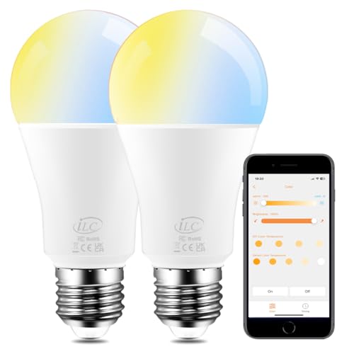 iLC Lampadina Alexa 12W E27, Compatibile con Alexa (sono necessari i dispositivi Echo), Lampadine Smart intelligenti Led, 2700K-6000K (Pacco da 2)