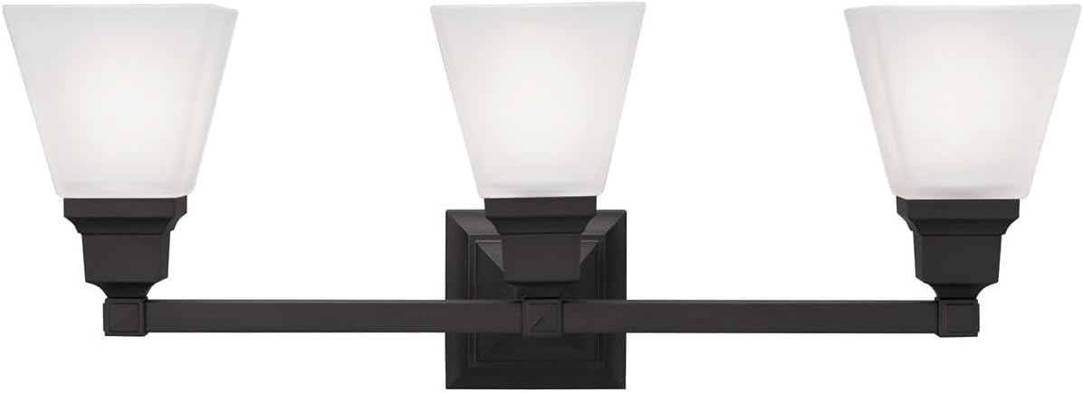 Livex Lighting 1033-07 Mission 3-Light Bath Light, Bronze, 25.25 x 7.75 x 9.5