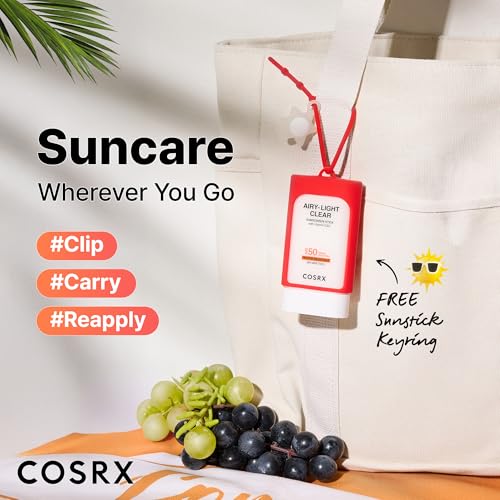 Image of COSRX Vitamin E Sunscreen & Airy Light Sunscreen Stick with Keyring Gift | Amazon Exclusive, Korean Face & Body Sunscreen for Oily Skin, Beach Essentials, Summer Travel Essentials, Korean Skin Care
