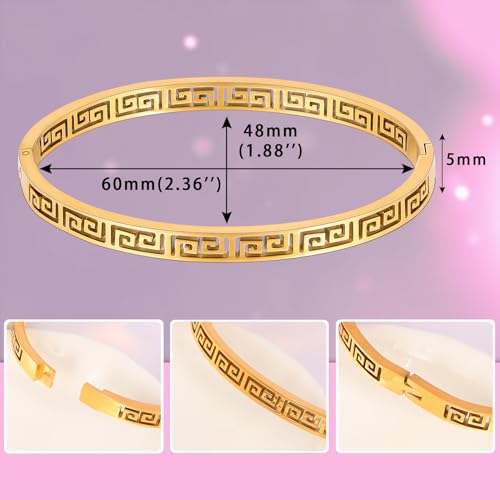 MILAKOO 4/6/8MM Greek Key Meander Bracelet Oval Stainless Steel Bangle Cuff Gifts for Women Men4