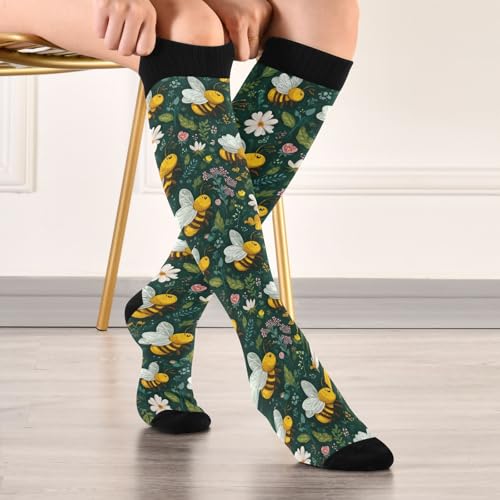 Image of Pigsaly Red White Polka Dot Womens Compression Socks Athletic Tube Sock Knee High Socks Outdoor Sport Socks