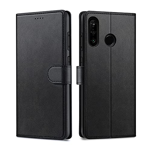 Custodia a portafoglio in pelle per Huawei P30 Lite, con chiusura a libro, tasche per carte di credito e supporto, compatibile con Huawei P30 Lite (farfalla dorata
