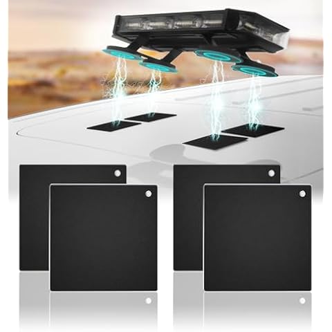 LUMENIX 4PC Magnetic Mounting Mount Pads for Cars Pickup Trucks SUV Aluminum Cab Roof Top, for Magnetic Emergency Strobe Beacon Light Bar Mounts, with Double Sided Sticky Adhesive Sticker Pad Cover