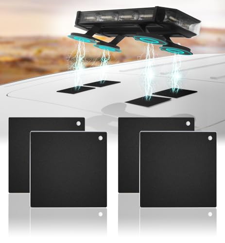 LUMENIX 4PC Magnetic Mounting Mount Pads for Cars Pickup Trucks SUV Aluminum Cab Roof Top, for Magnetic Emergency Strobe Beacon Light Bar Mounts, with Double Sided Sticky Adhesive Sticker Pad