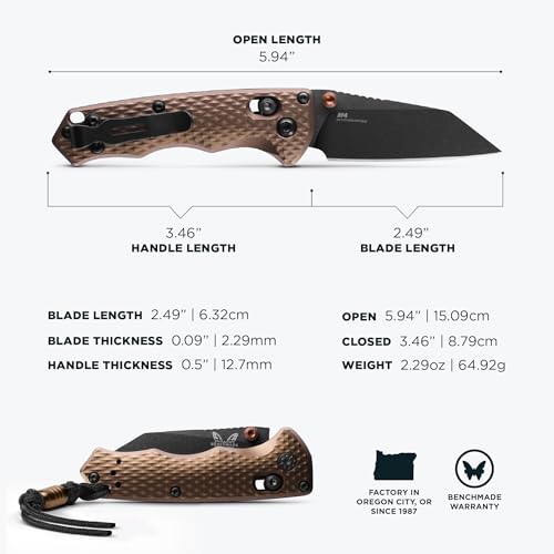 Benchmade - Full Immunity Tactical, Every Day Knife, Wharncliffe Blade with Burnt Bronze Aluminum Handle (290BK-1) - Image 5