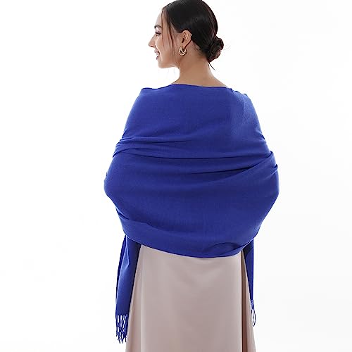 RIIQIICHY Ladies Scarf Pashmina Shawls and Wraps for Wedding Blanket Scarf for Winter Warm, Royal Blue