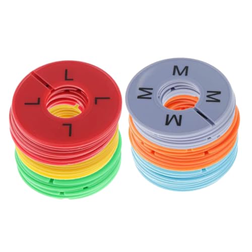 Gadpiparty Separadores de Tallas de Ropa Redondos de Plástico 30 Unidades XS Naranja S Azul Claro M Gris L Rojo Xl Amarillo Xxl Verde para Percheros y Armarios Organizador Práctico