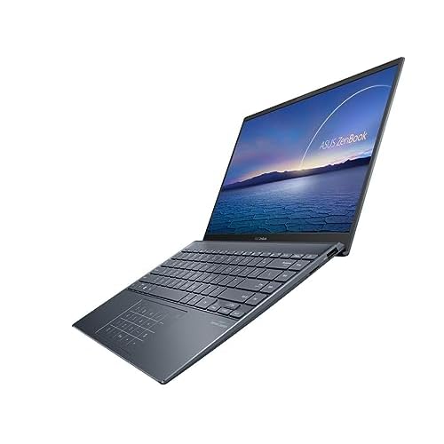 ASUS ZenBook 14 Ultra-Slim Laptop 14” Full HD NanoEdge Bezel Display, Intel Core i7-1165G7, 8GB RAM, 512GB PCIe SSD, NumberPad, Thunderbolt 4, Windows 10 Home, Pine Grey, UX425EA-EH71