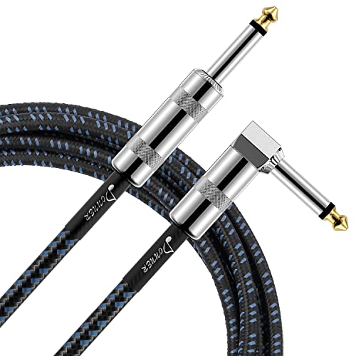 Image of Donner Guitar Cable 10 ft, Premium Electric Instrument Bass Cable AMP Cord 1 /4 Right Angle to Straight Black Blue