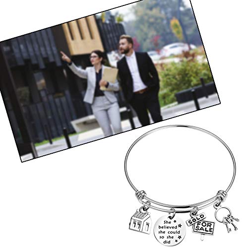 CHOORO Real Estate Agent Charm Bangle Realtor Jewelry Gift She Believed She Could New Home Gift2